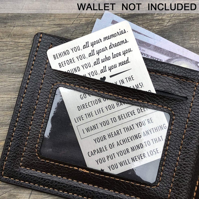 XGAKWD Graduation Gifts for Son Daughter with Inspirational Quote, Engraved Wallet Insert for Him, Birthday Graduation Gifts Cards for Graduate - Image 3